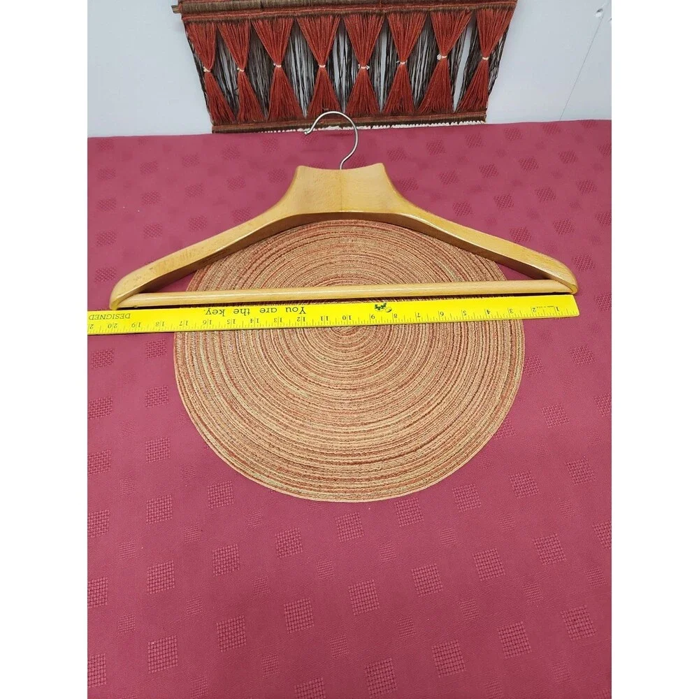 Vintage Nevco Contoured XL Wooden Coat Hanger 20 In Made In Yugoslavia 1950s